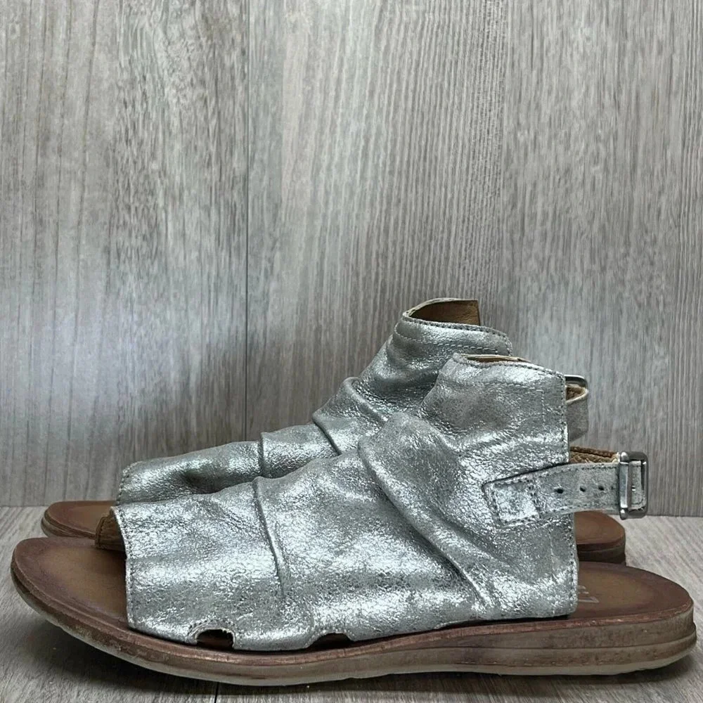 Miz Mooz Sandals Womens 36 US 5.5-6 Fallon Metallic Slingback Gladiator Silver - Picture 6 of 12